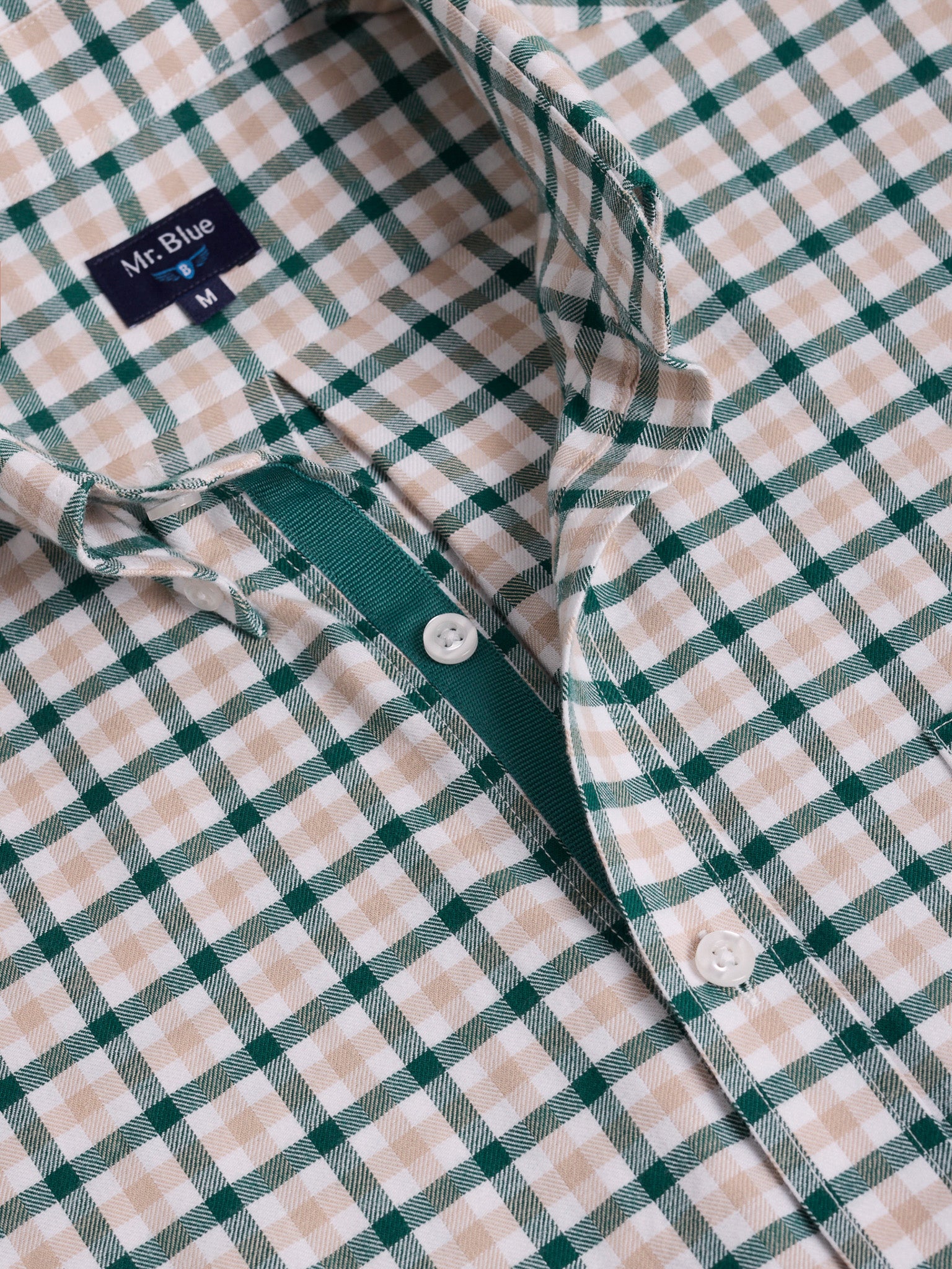 GREEN COTTON SHIRT LONG SLEEVE REGULAR FIT MR. BLUE