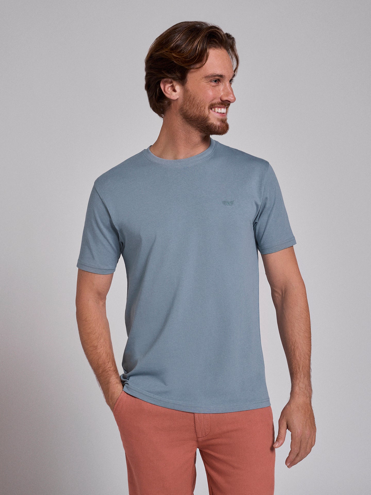 T-SHIRT ALGODÃO VERDE MANGA CURTA REGULAR FIT MR. BLUE