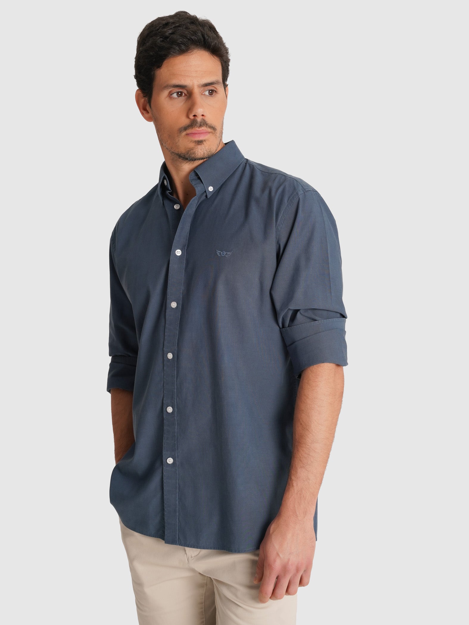 TENCEL BLUE LONG SLEEVE REGULAR FIT MR SHIRT. BLUE
