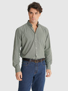 CAMISA ALGODÃO VERDE MANGA COMPRIDA REGULAR FIT MR. BLUE