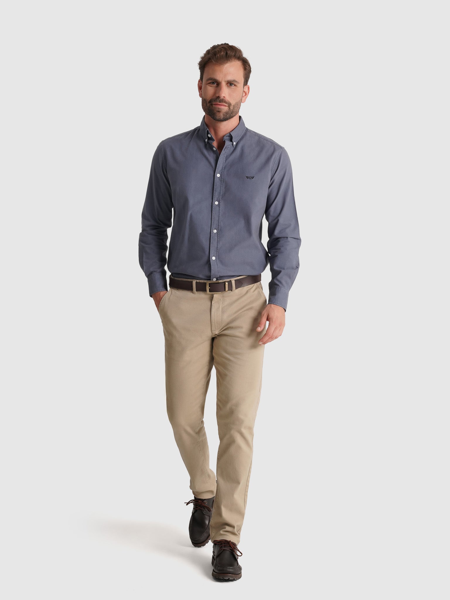 CAMISA ALGODÓN AZUL MANGA LARGA REGULAR FIT MR. AZUL