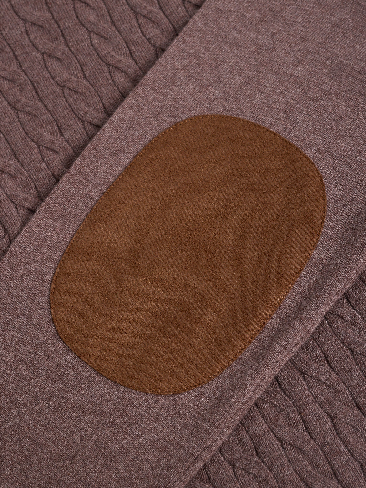 BROWN CASHMERE PULLOVER WITH REGULAR FIT MR ELBOW PADS. BLUE