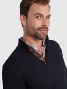 WOOL PULLOVER WITH REGULAR FIT MR ELBOW PADS. BLUE