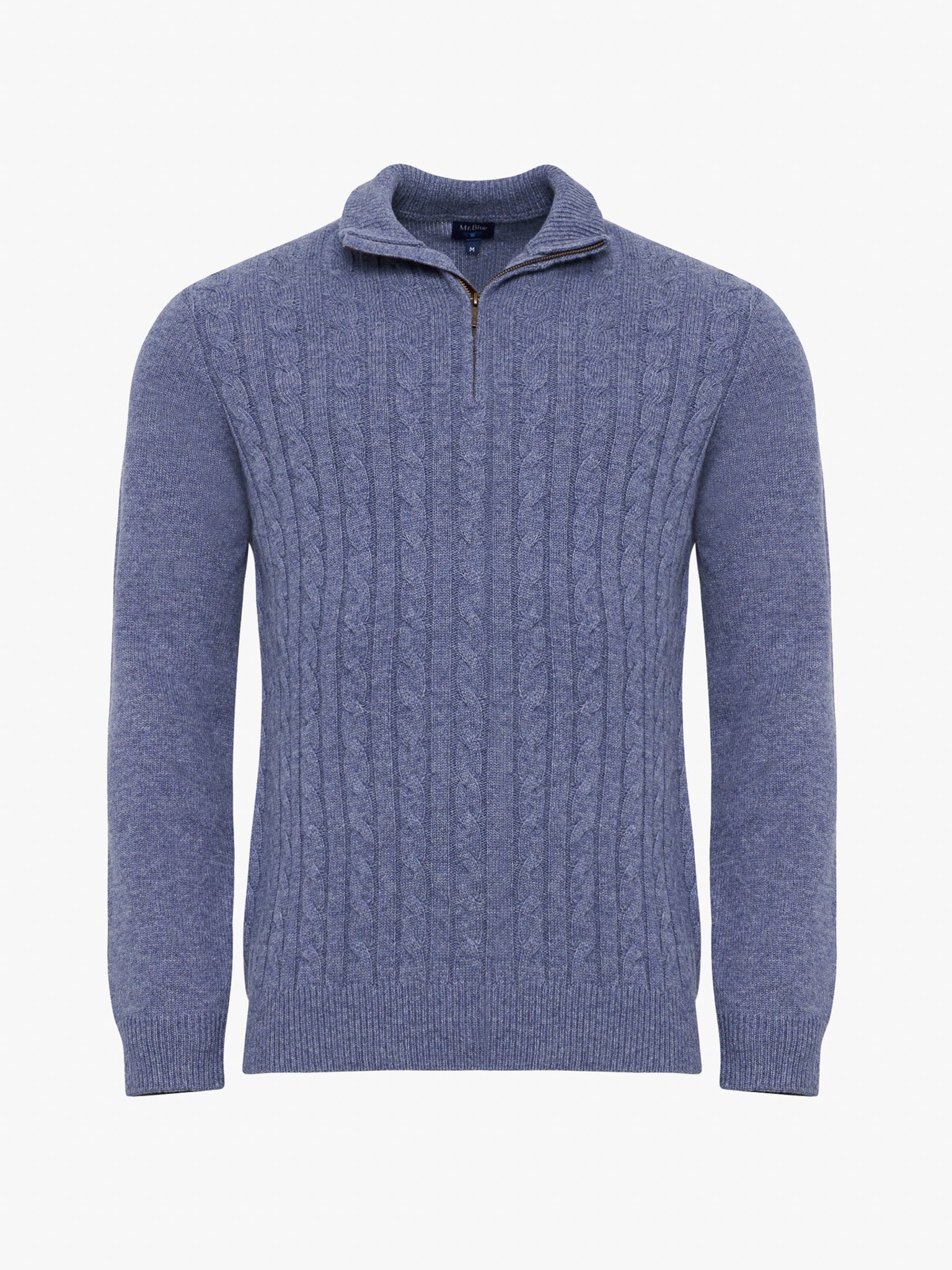 BLUE WOOL PULLOVER WITH REGULAR FIT MR ELBOW PADS. BLUE