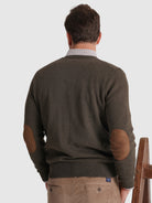 GREEN WOOL PULLOVER WITH REGULAR FIT MR ELBOW PADS. BLUE