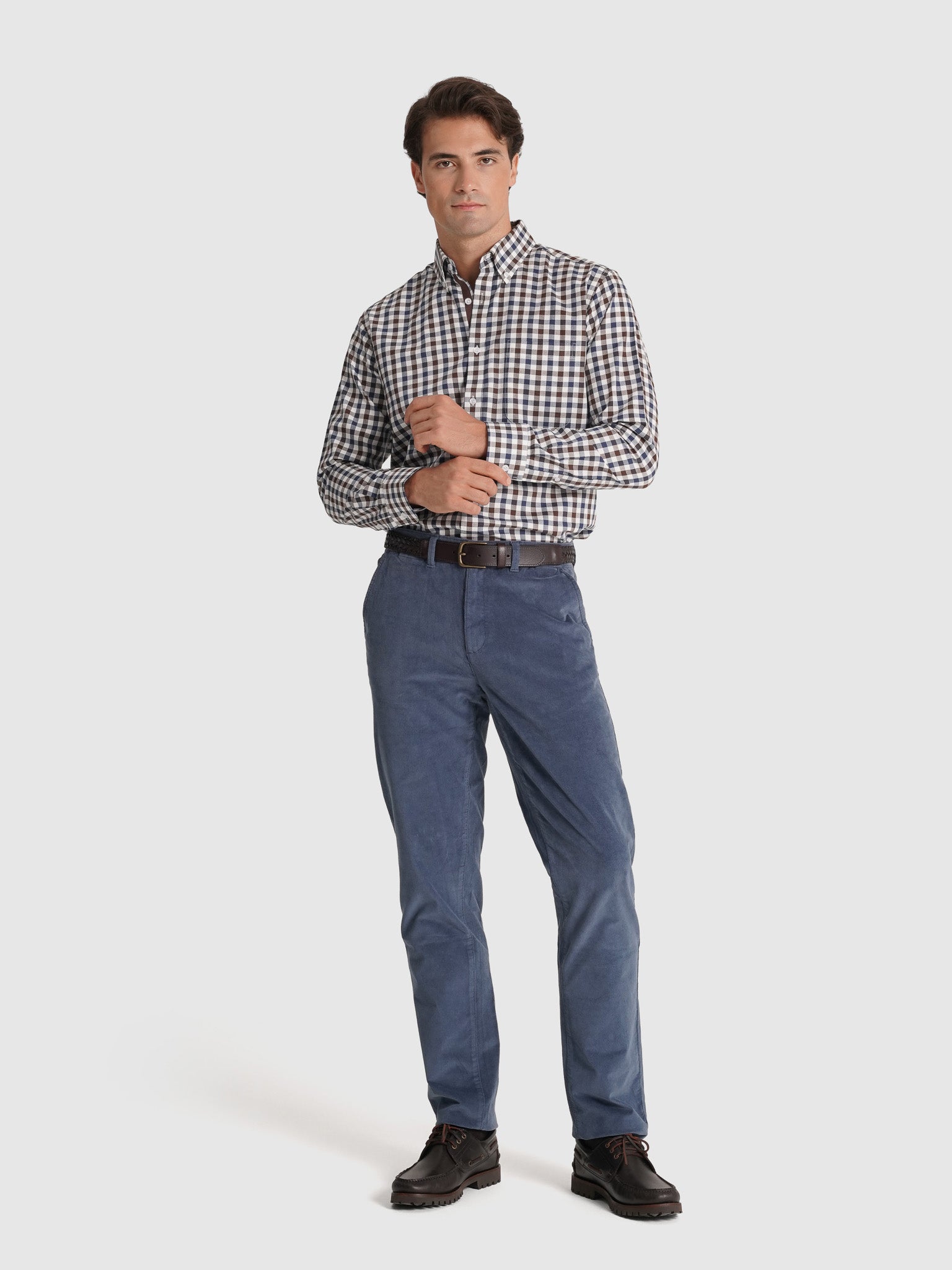 BROWN COTTON SHIRT LONG SLEEVE REGULAR FIT MR. BLUE