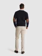 BLUE WOOL PULLOVER WITH REGULAR FIT MR ELBOW PADS. BLUE