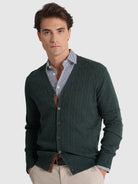 GREEN WOOL PULLOVER WITH REGULAR FIT MR ELBOW PADS. BLUE