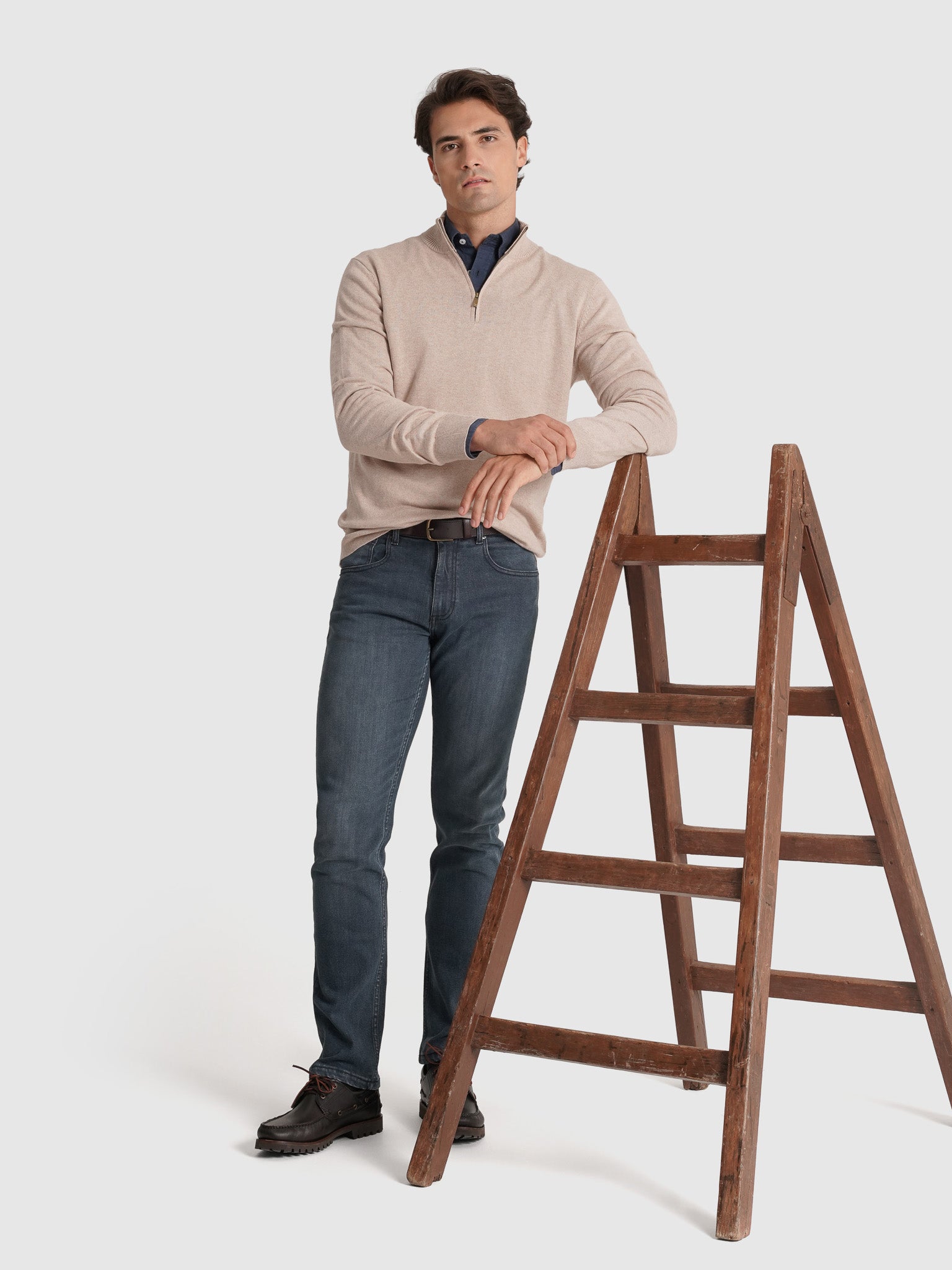 BEIGE CASHMERE PULLOVER LONG SLEEVE REGULAR FIT MR. BLUE