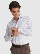 LONG SLEEVE BLUE COTTON SHIRT CLASSIC FIT MR. BLUE