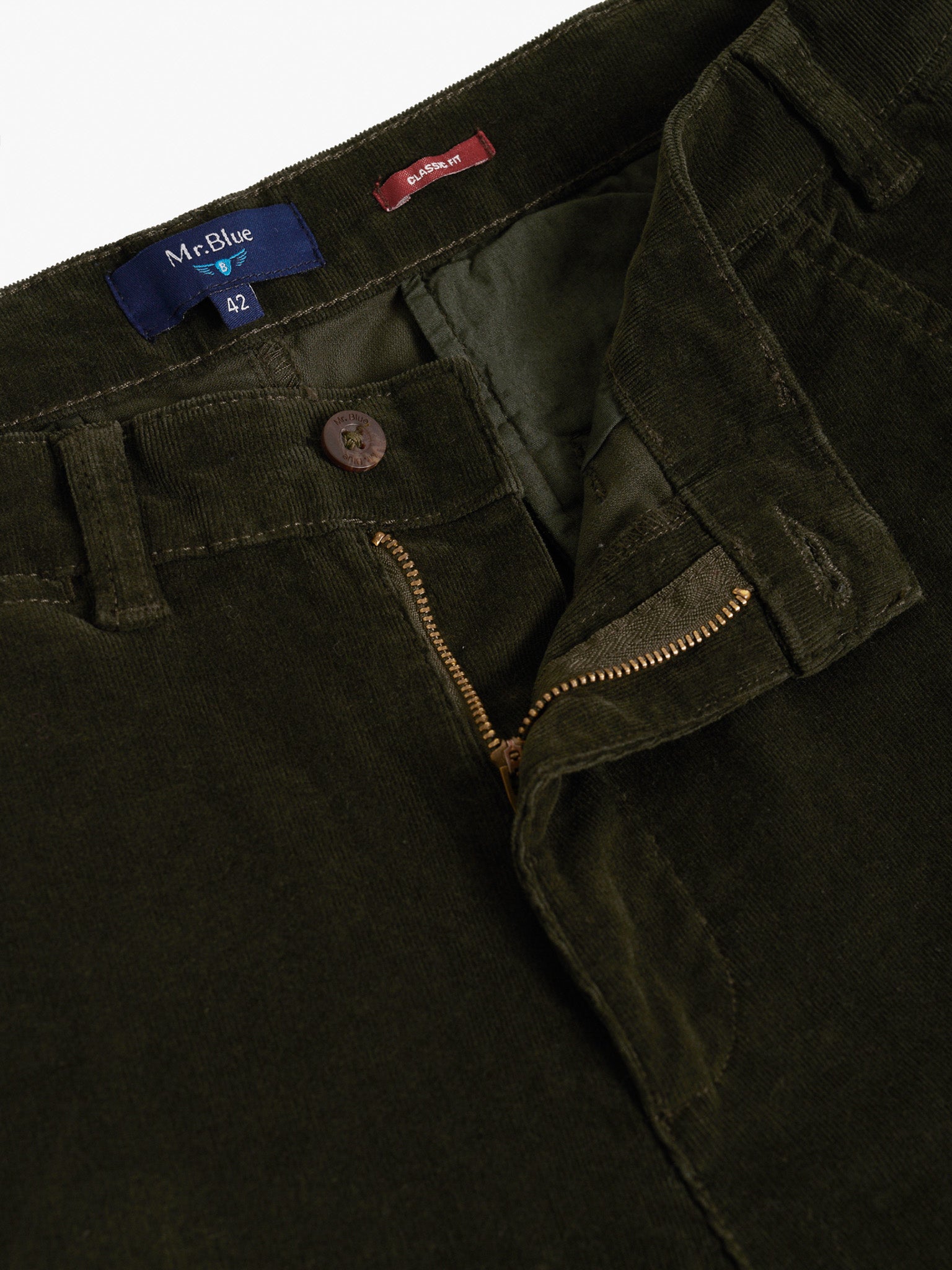 GREEN COTTON TROUSERS CLASSIC FIT MR. BLUE