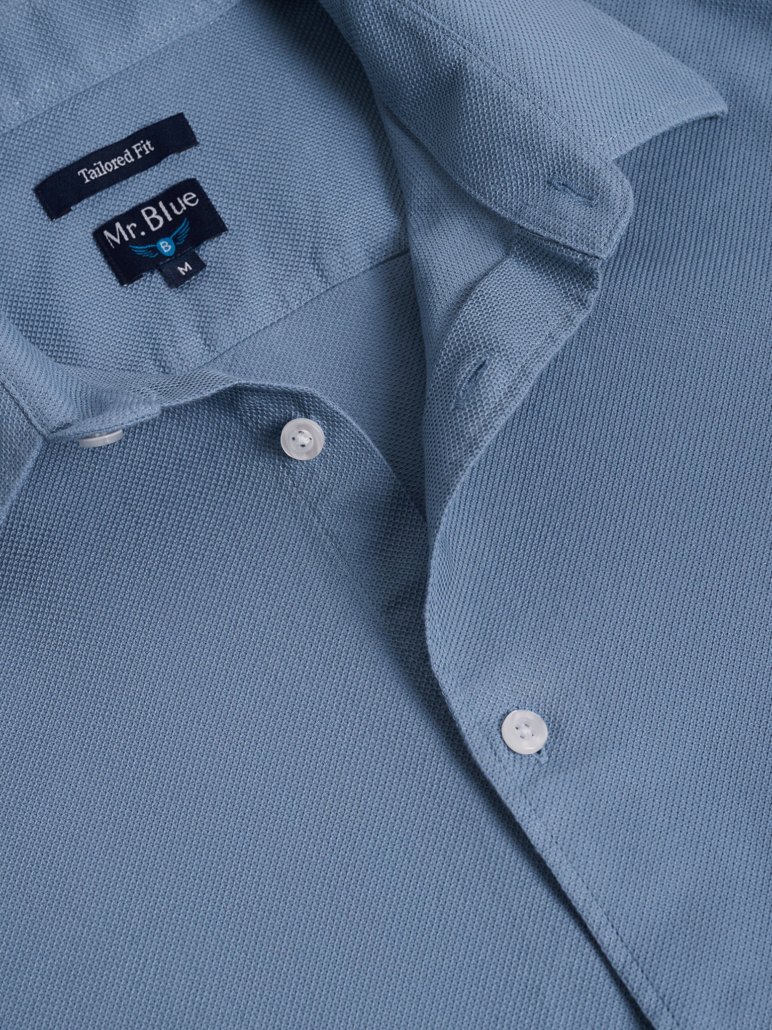 CAMISA ALGODÓN AZUL MANGA LARGA SASTRERÍA MR. AZUL