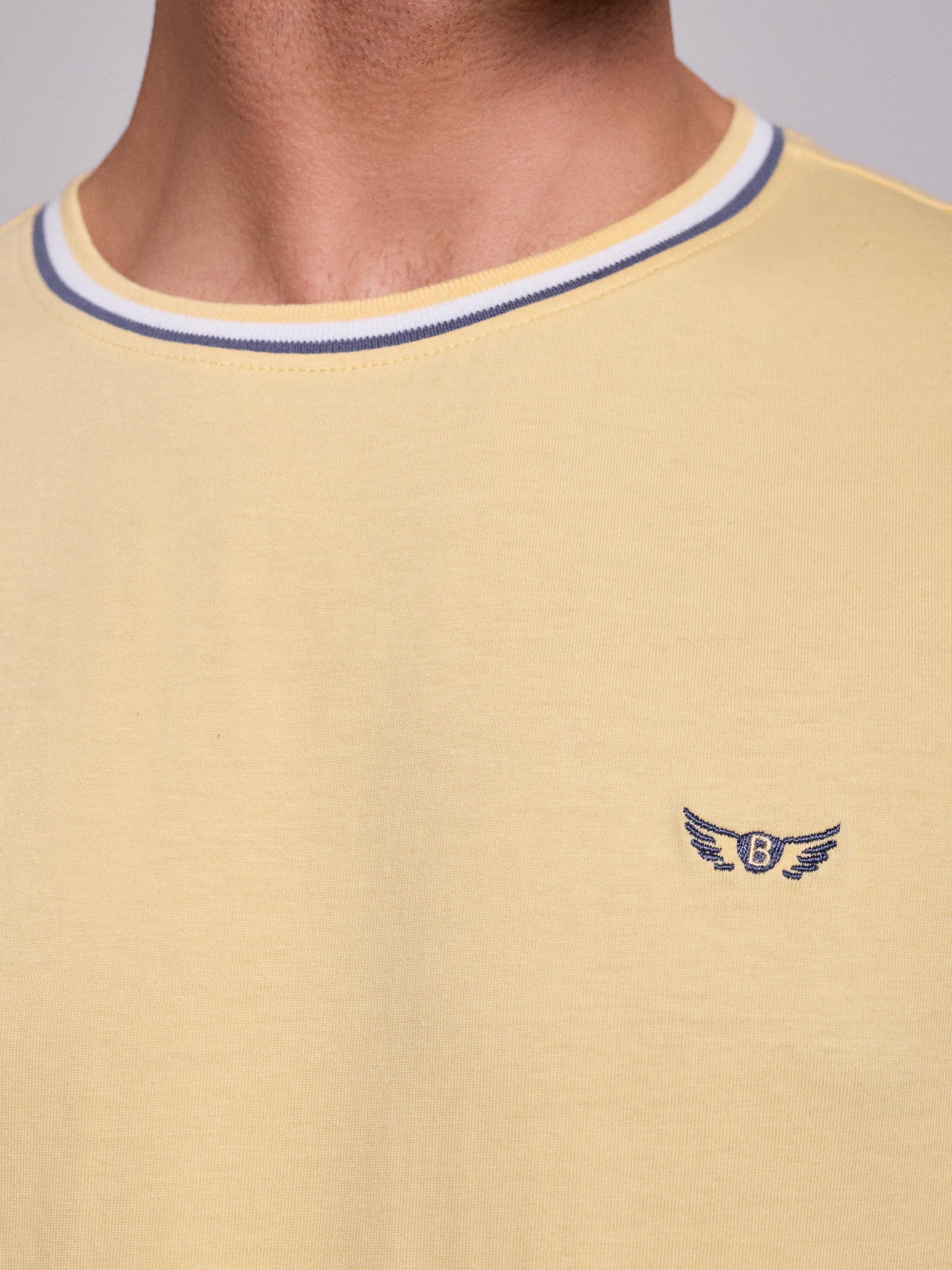 YELLOW COTTON T-SHIRT SHORT SLEEVE REGULAR FIT MR. BLUE
