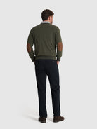 GREEN CASHMERE PULLOVER WITH REGULAR FIT MR ELBOW PADS. BLUE
