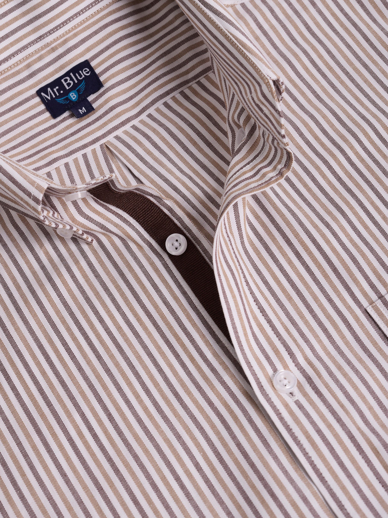 CAMISA ALGODÓN MARRÓN MANGA LARGA REGULAR FIT MR. AZUL