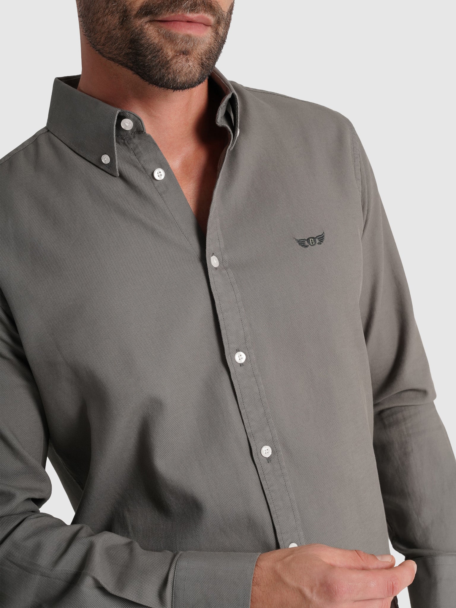 GREEN COTTON SHIRT LONG SLEEVE REGULAR FIT MR. BLUE