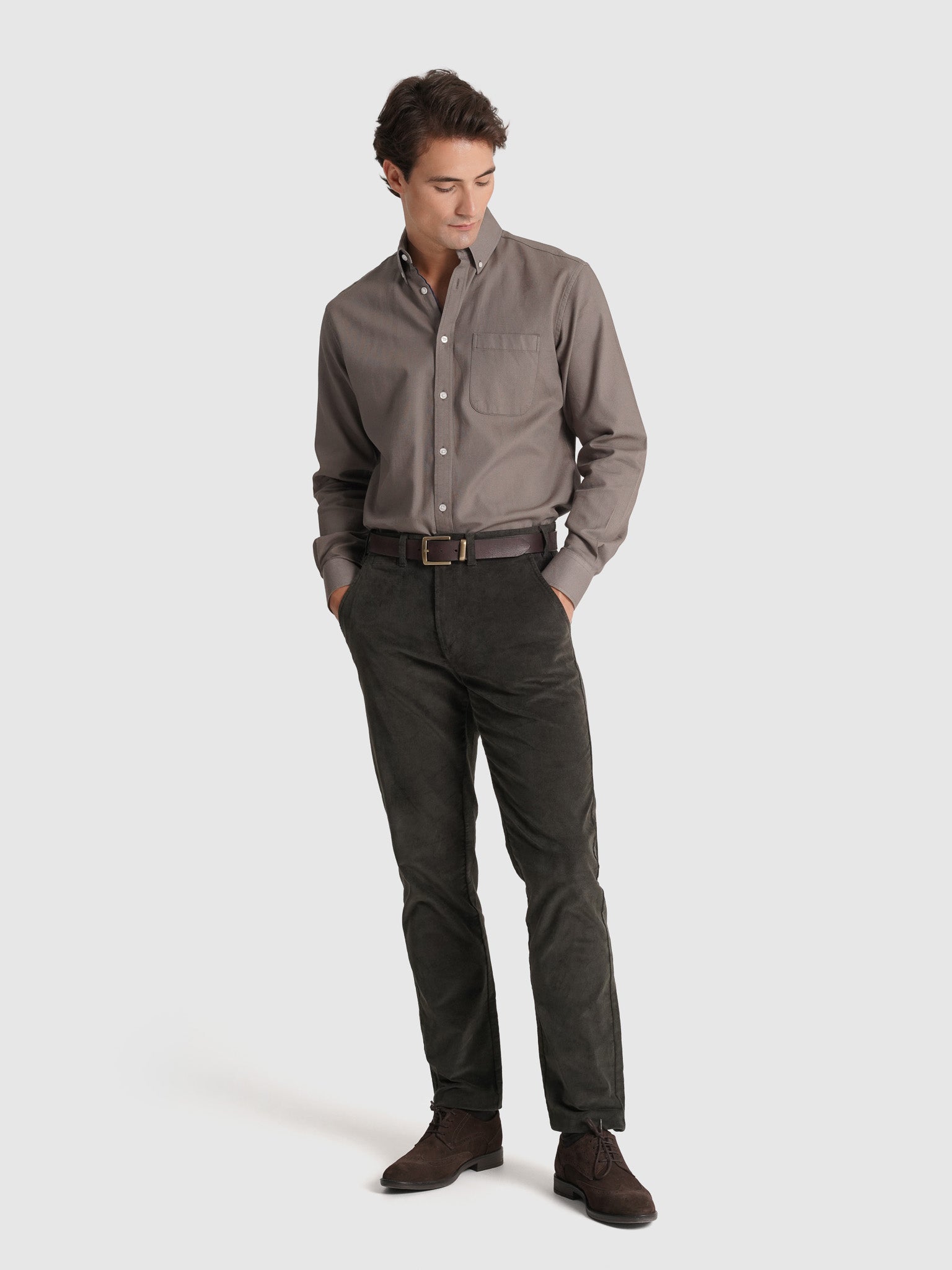 GREEN COTTON SHIRT LONG SLEEVE REGULAR FIT MR. BLUE