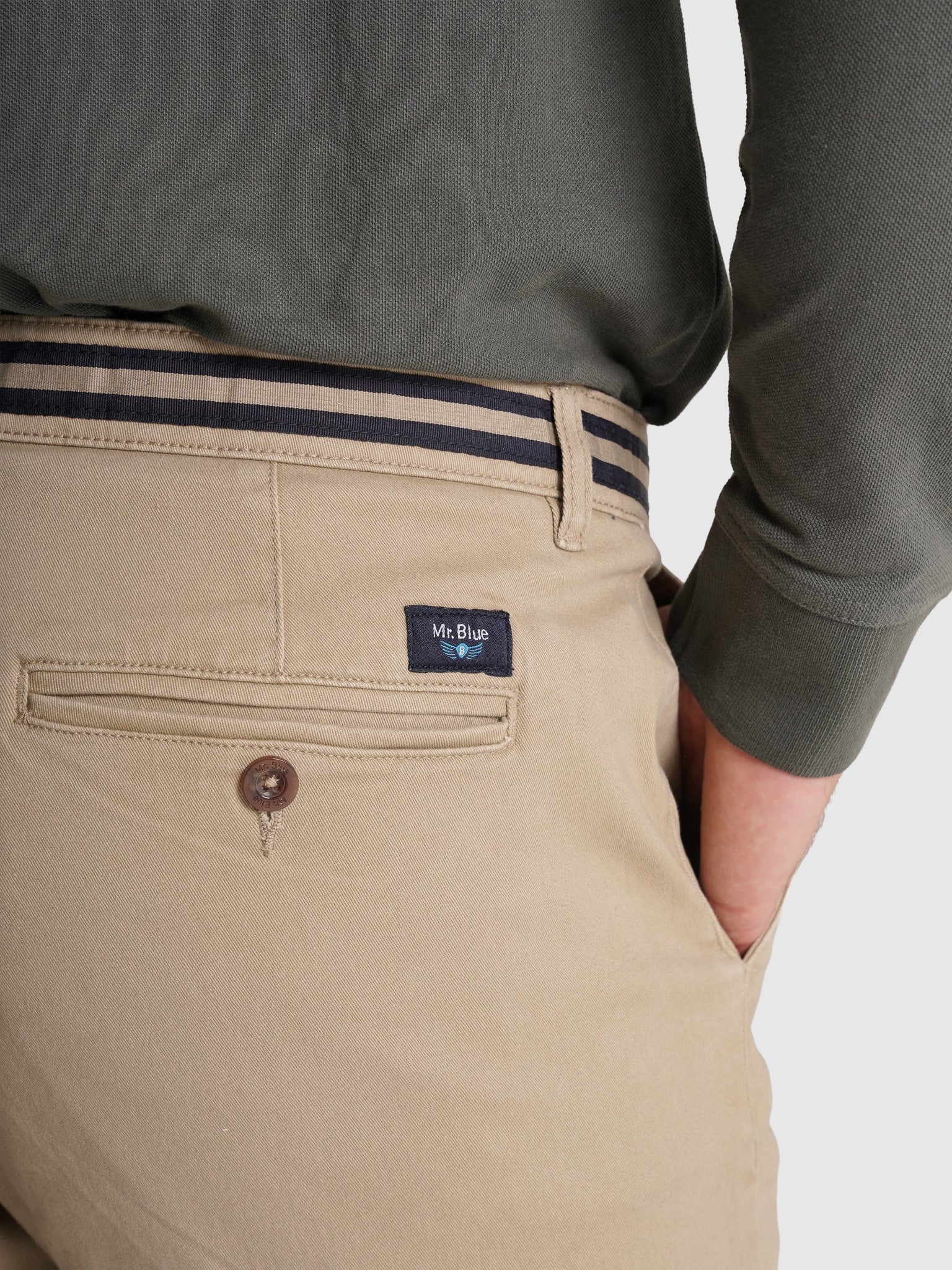 BEIGE COTTON SLIM FIT MR. BLUE