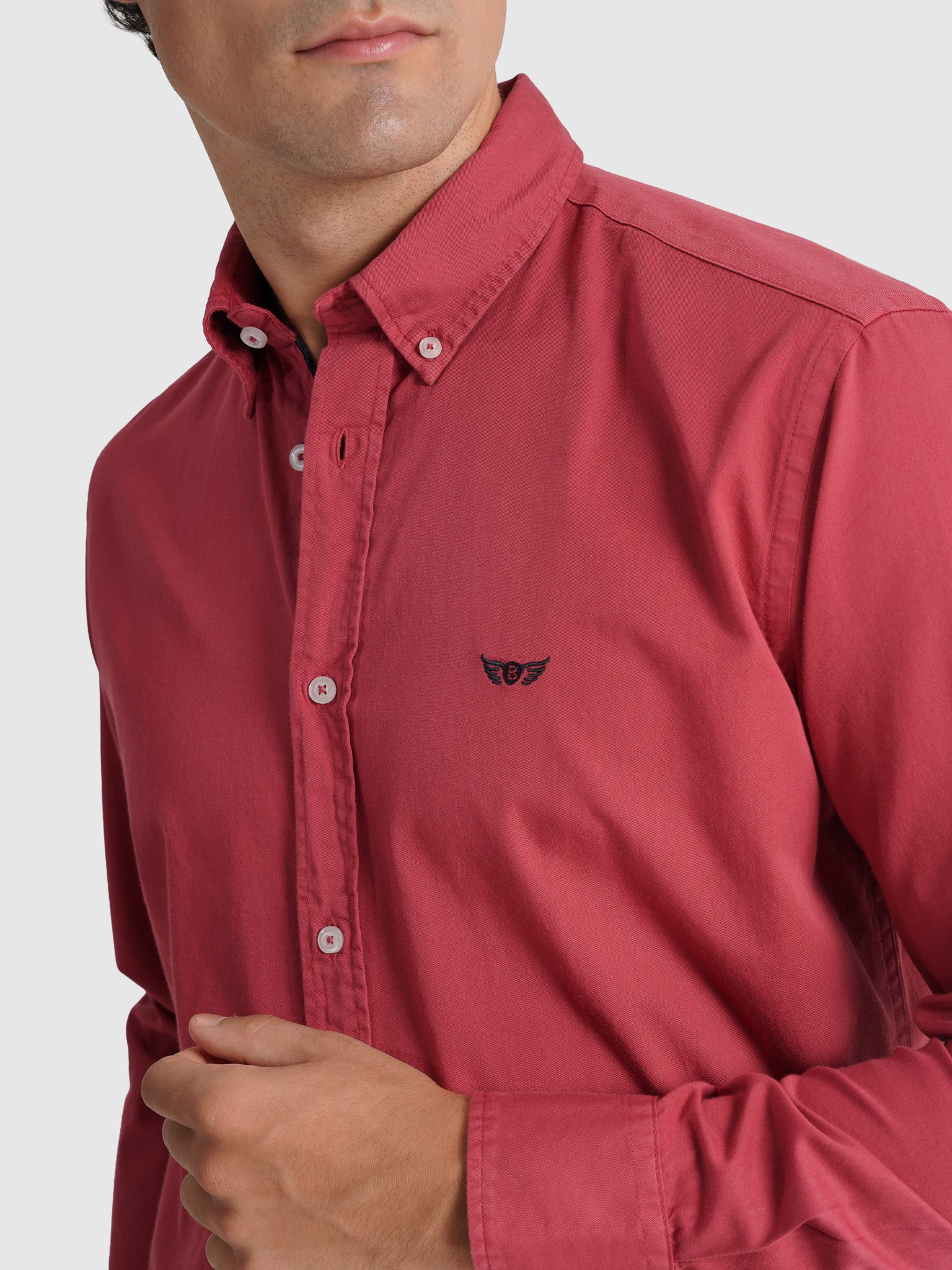 RED COTTON SHIRT LONG SLEEVE REGULAR FIT MR. BLUE