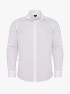 WHITE COTTON LONG SLEEVE SLIM FIT MR SHIRT. BLUE