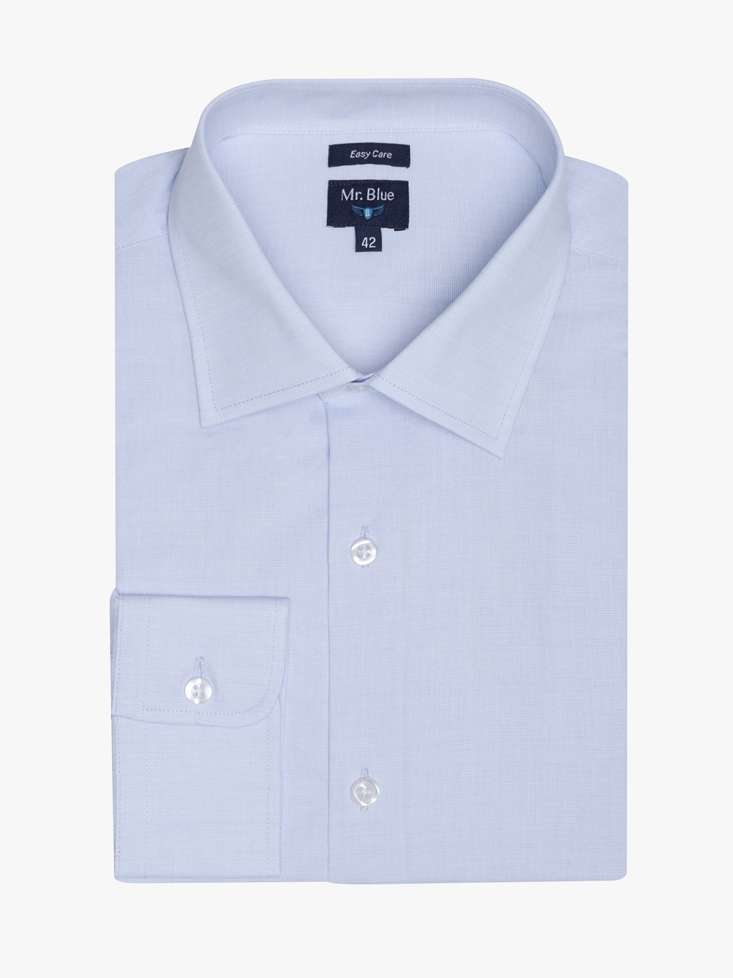 LONG SLEEVE BLUE COTTON SHIRT CLASSIC FIT MR. BLUE