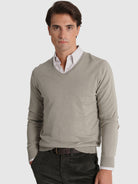 GREEN WOOL PULLOVER WITH REGULAR FIT MR ELBOW PADS. BLUE