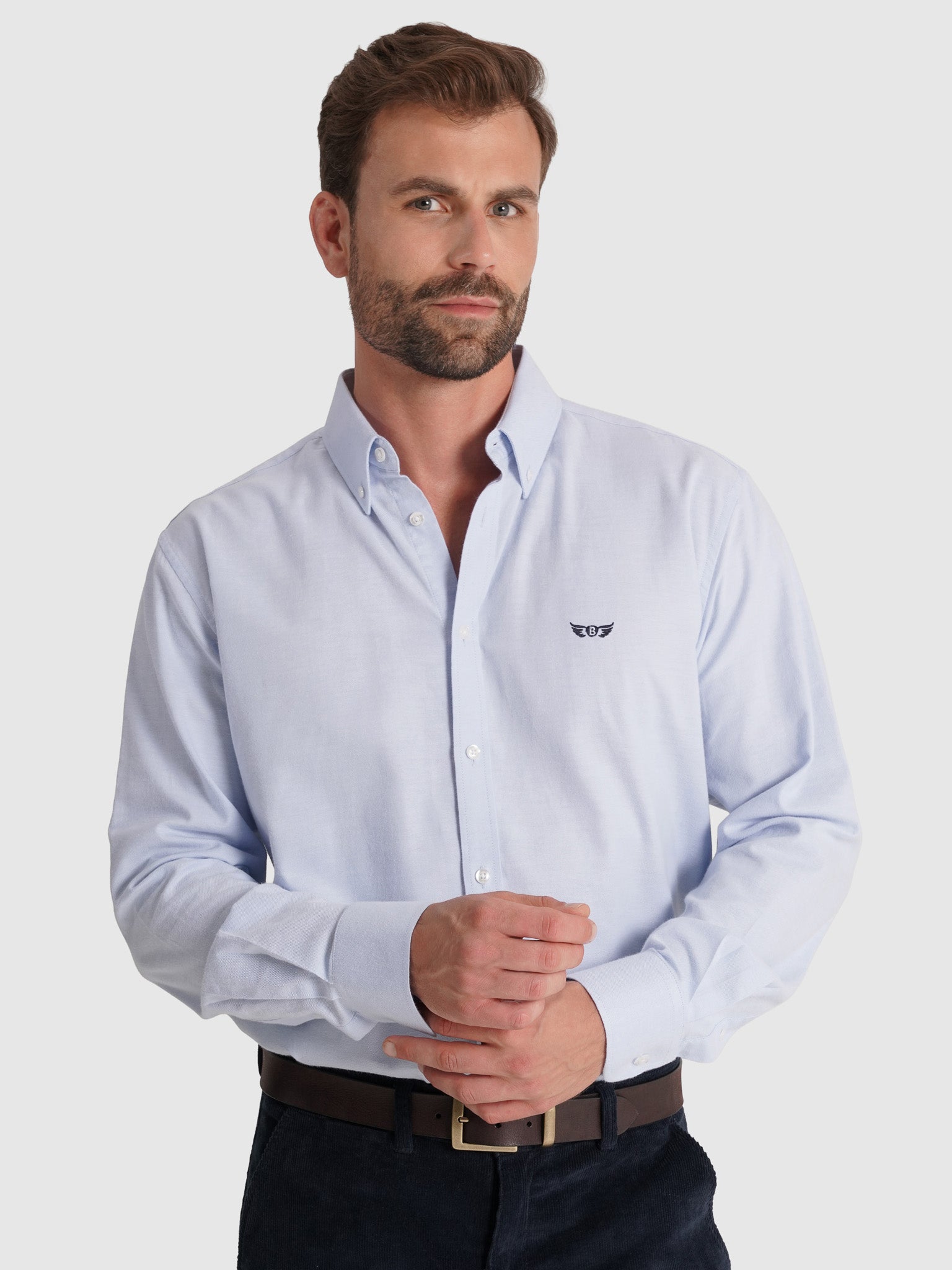 CAMISA FRANELA AZUL MANGA LARGA REGULAR FIT MR. AZUL