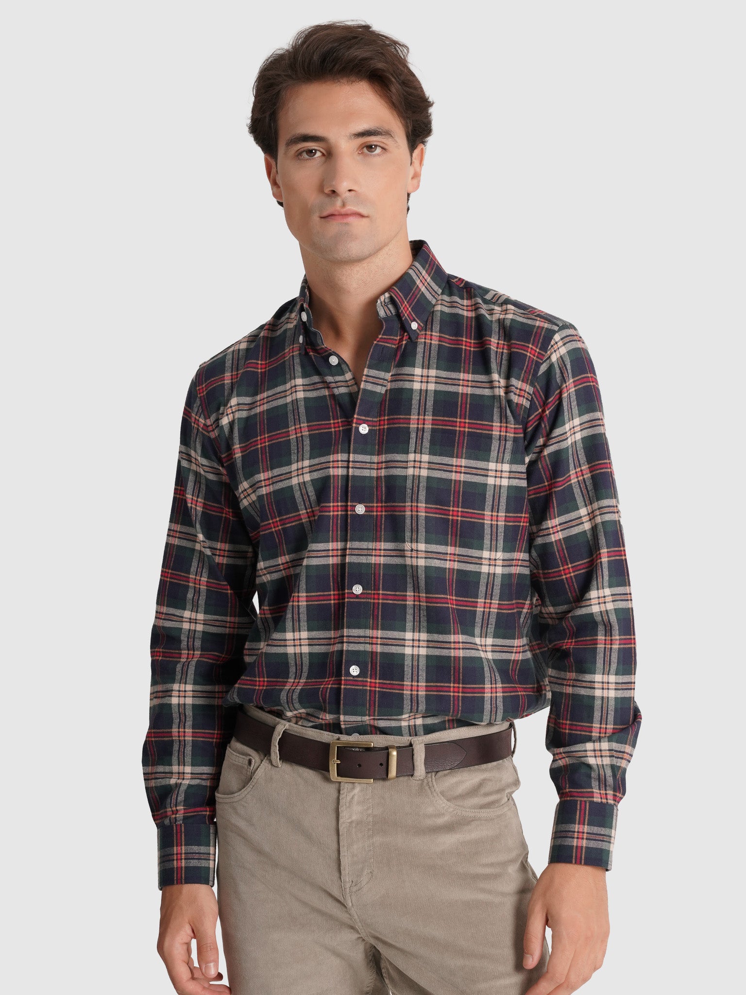 CAMISA FRANELA AZUL MANGA LARGA REGULAR FIT MR. AZUL