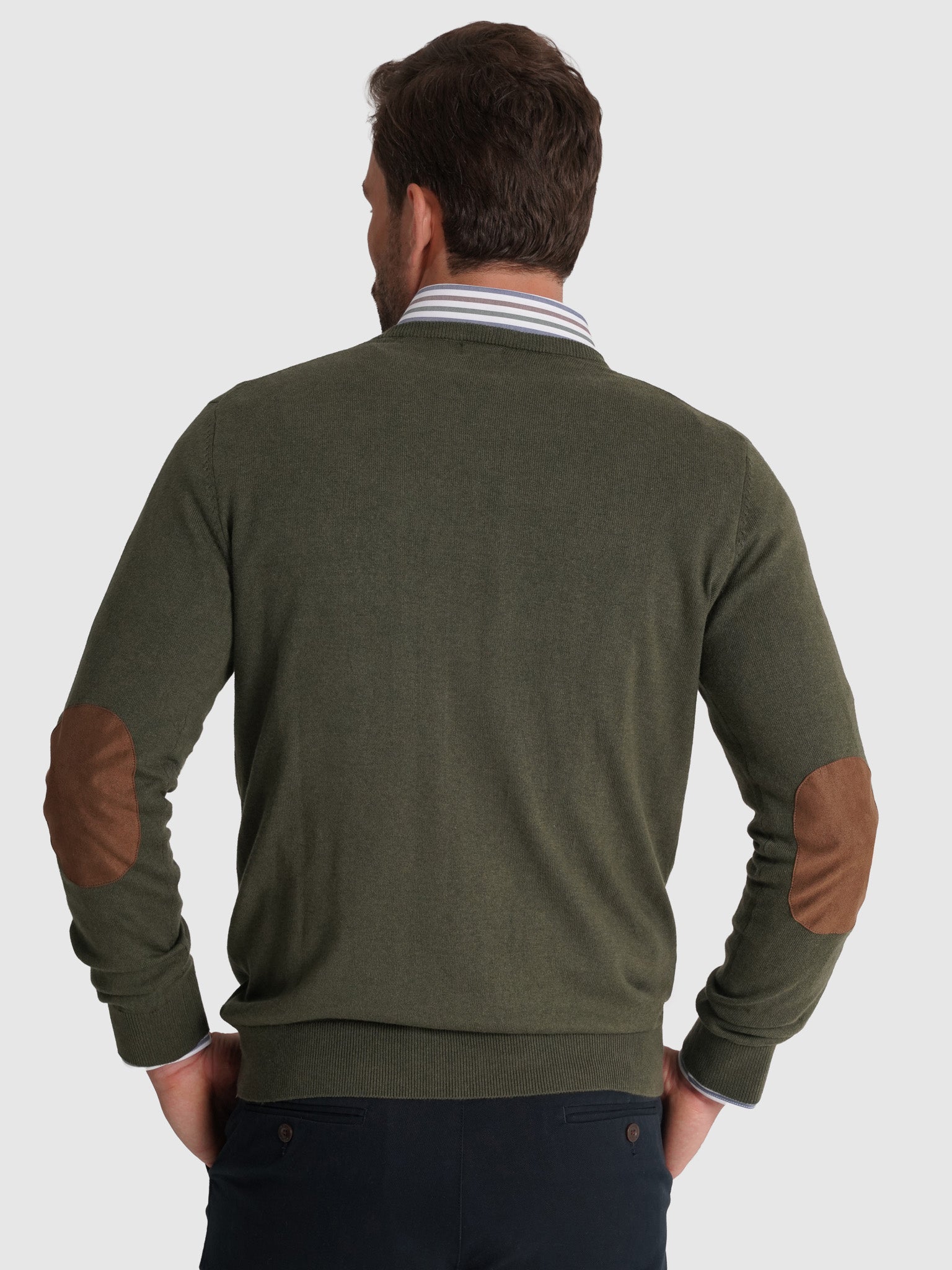 JERSEY DE CASHMERE VERDE CON CODERAS MR REGULAR FIT. AZUL