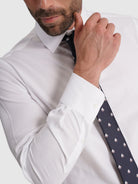 WHITE COTTON LONG SLEEVE SHIRT CLASSIC FIT MR. BLUE