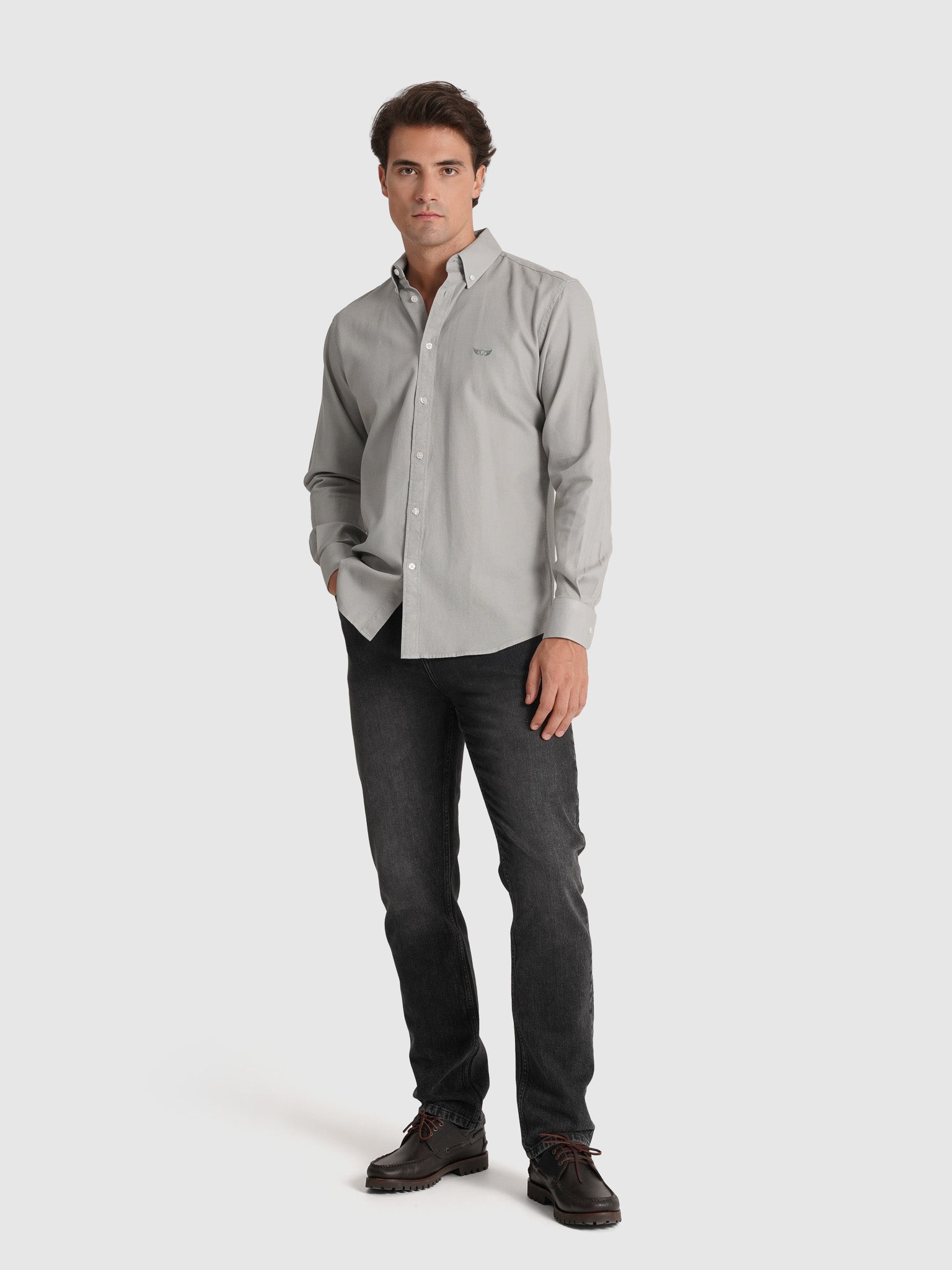GREEN COTTON SHIRT LONG SLEEVE REGULAR FIT MR. BLUE
