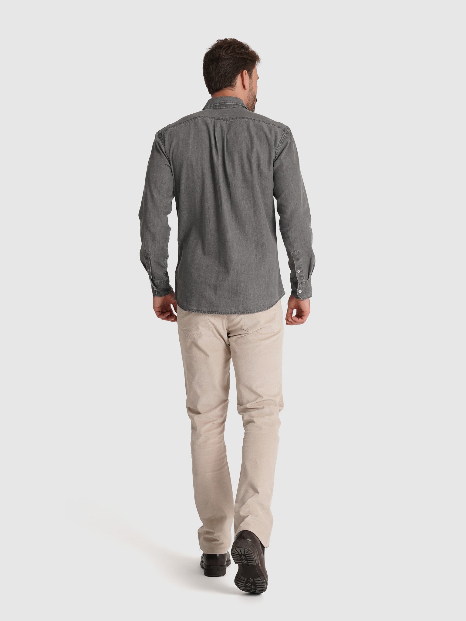 GRAY COTTON SHIRT LONG SLEEVE REGULAR FIT MR. BLUE