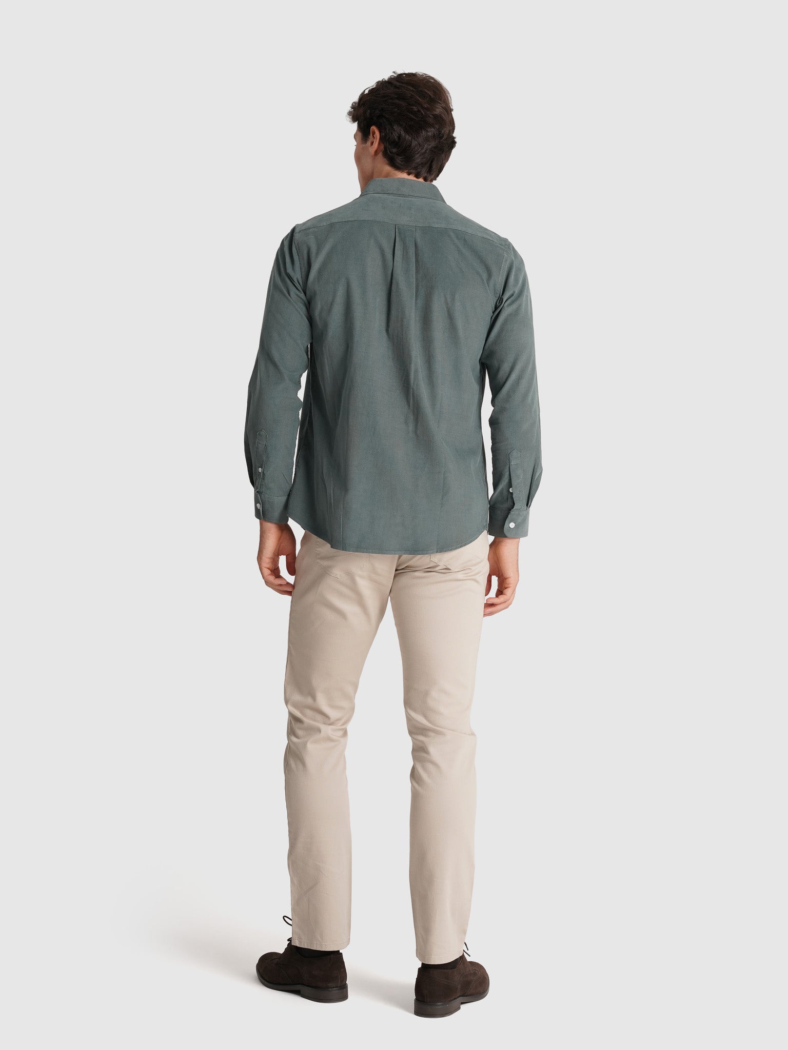 BOMBAZINE GREEN SHIRT LONG SLEEVE TAILORED FIT MR. BLUE