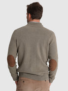 GREEN WOOL PULLOVER WITH REGULAR FIT MR ELBOW PADS. BLUE