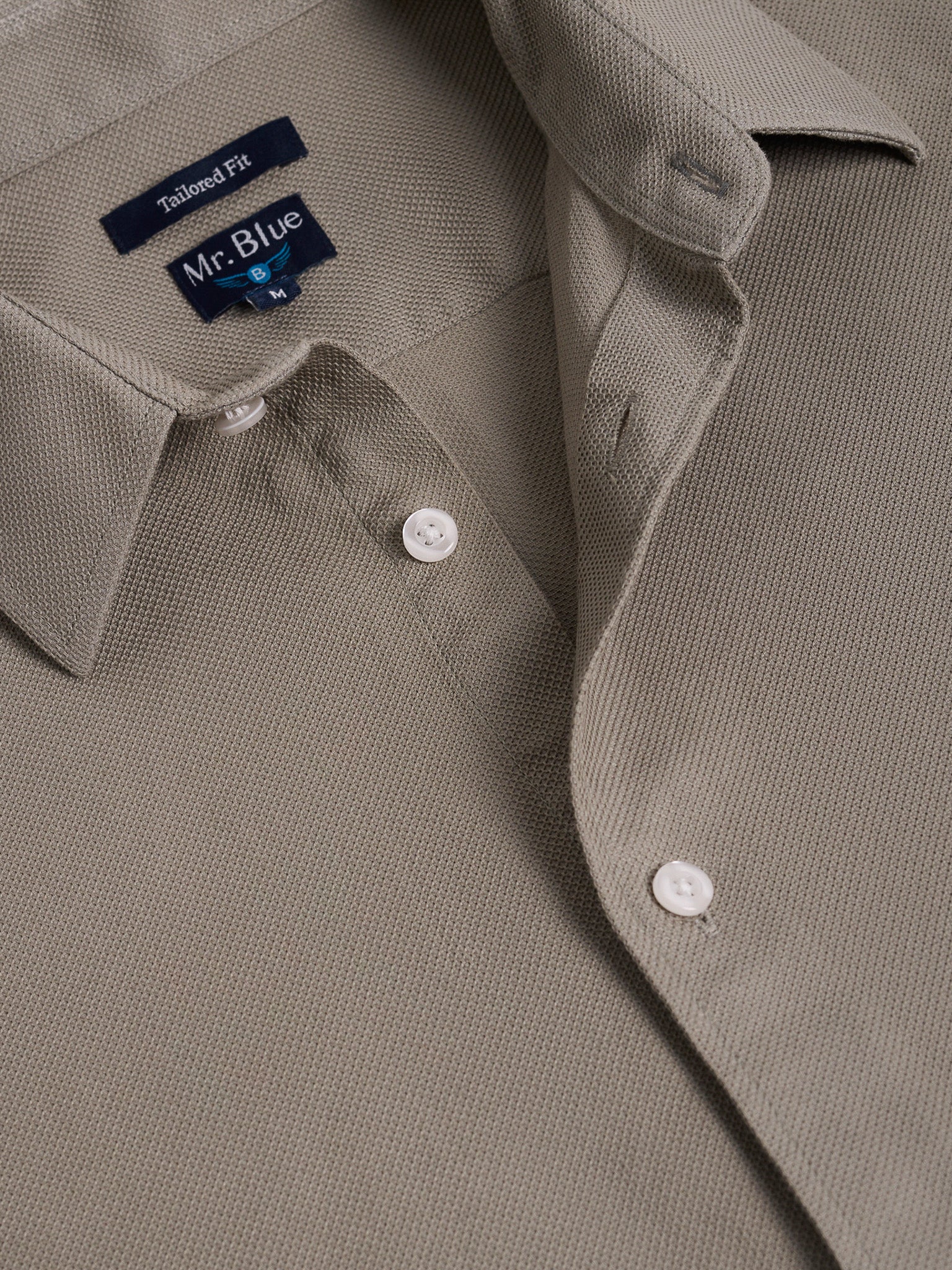 CAMISA ALGODÓN VERDE MANGA LARGA SASTRERÍA MR. AZUL