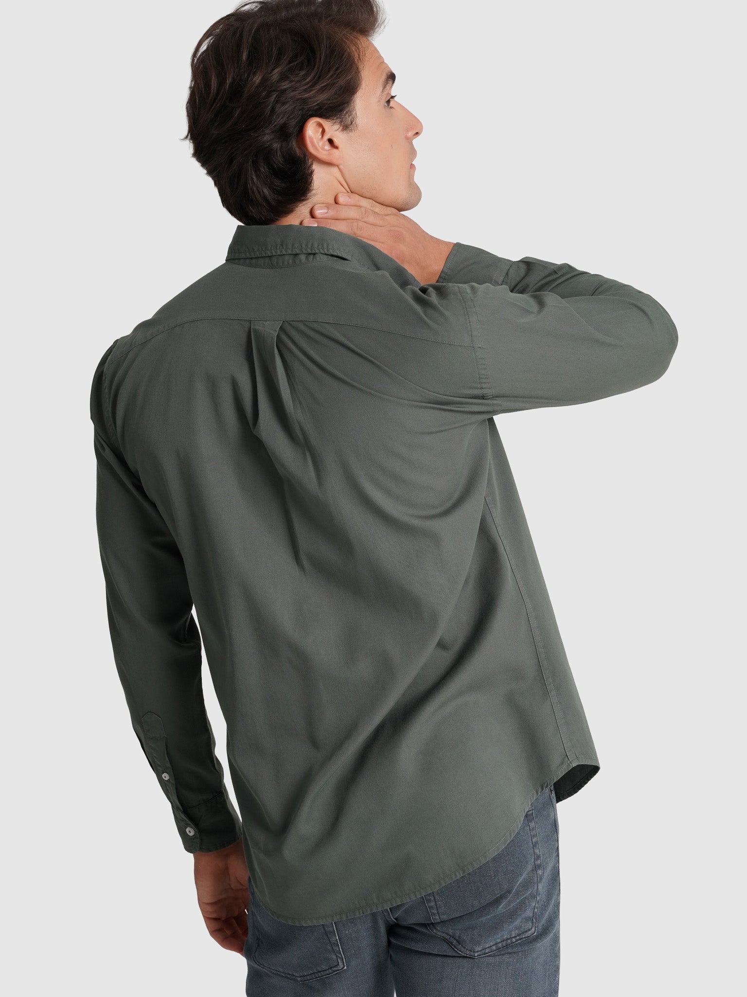 CAMISA ALGODÓN VERDE MANGA LARGA REGULAR FIT MR. AZUL