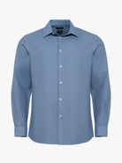 LONG SLEEVE BLUE COTTON SHIRT TAILORED FIT MR. BLUE