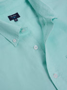 Camisa Linho Azul Manga Curta Regular Fit Mr. Blue