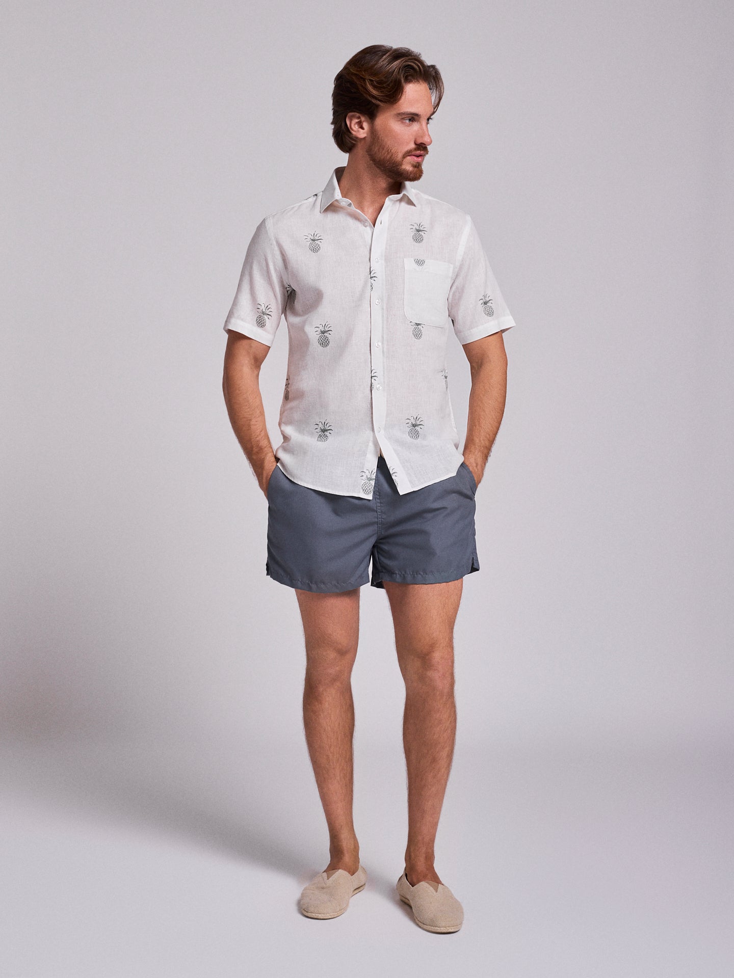 Camisa Linho Verde Manga Curta Regular Fit Mr. Blue