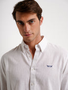 Camisa Linho Branca Manga Comprida Regular Fit Mr. Blue