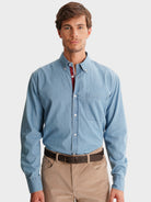 BLUE REGULAR FIT MR SHIRT. BLUE