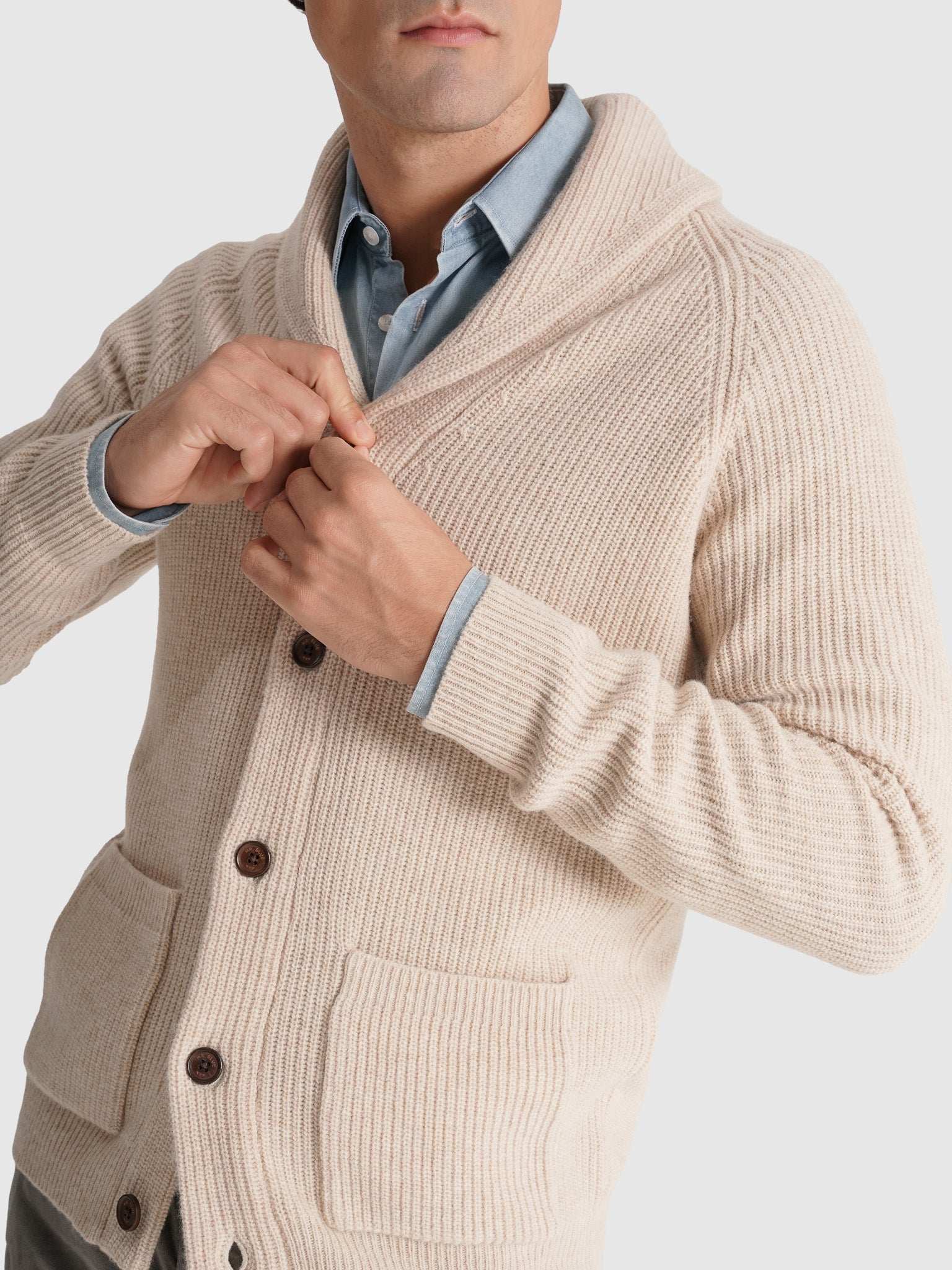 Pullover Lã Bege Manga Comprida Regular Fit Mr. Blue