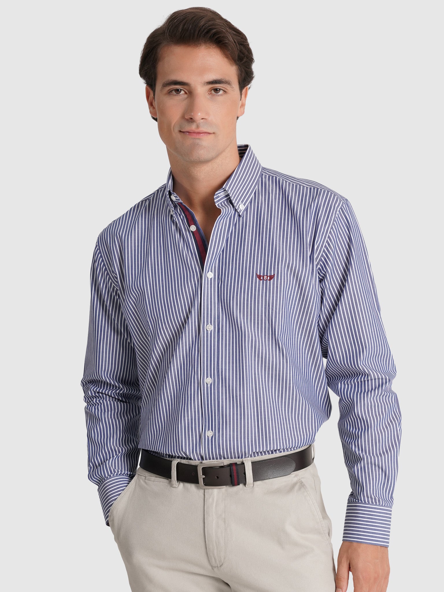 Camisa Algodão Azul Manga Comprida Regular Fit Mr. Blue