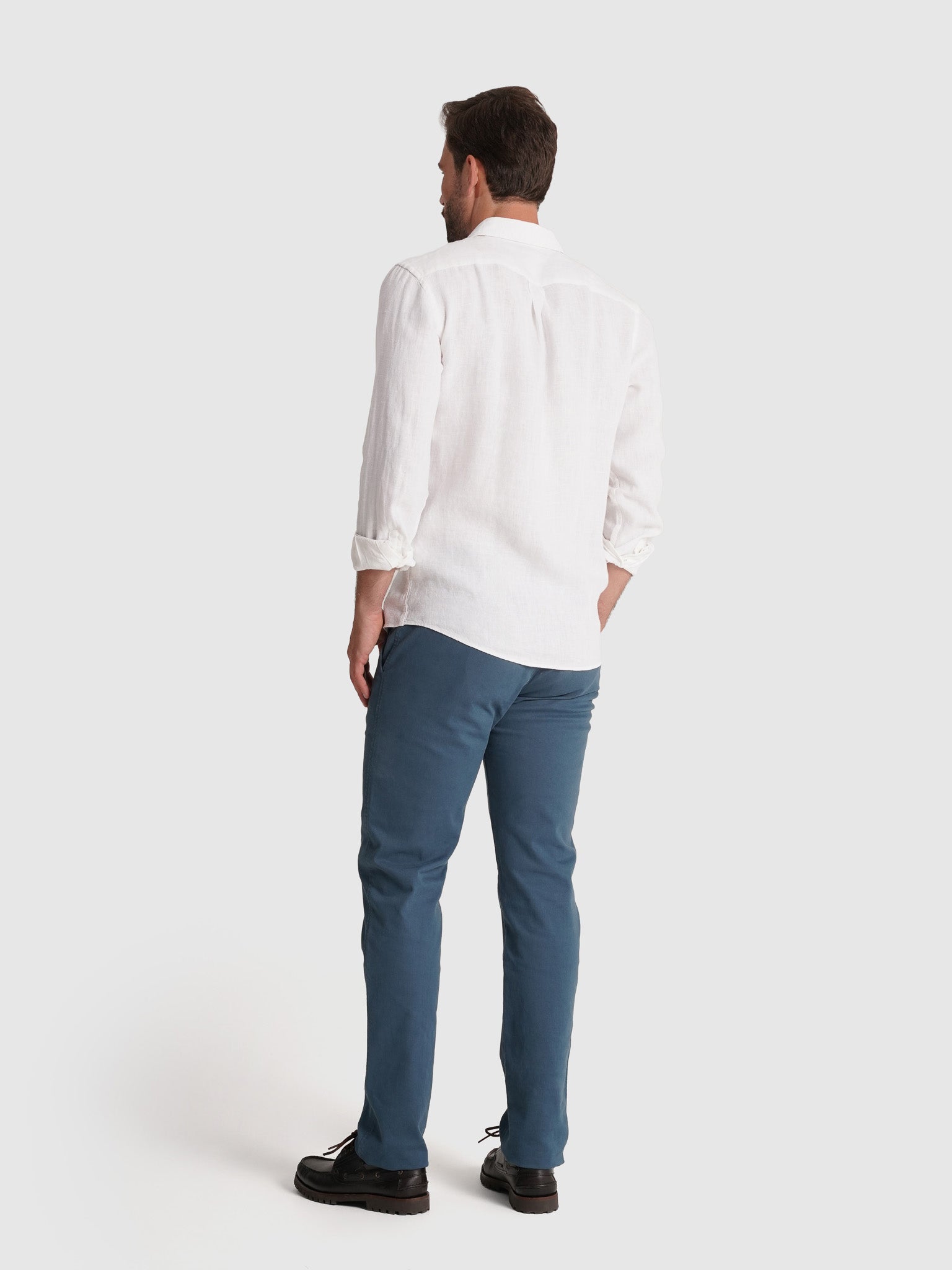 Camisa Linho Branca Manga Comprida Tailored Fit Mr. Blue