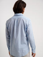 Camisa Linho Azul Manga Comprida Regular Fit Mr. Blue