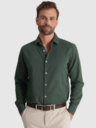 GREEN COTTON SHIRT LONG SLEEVE REGULAR FIT MARK BELLUCCI