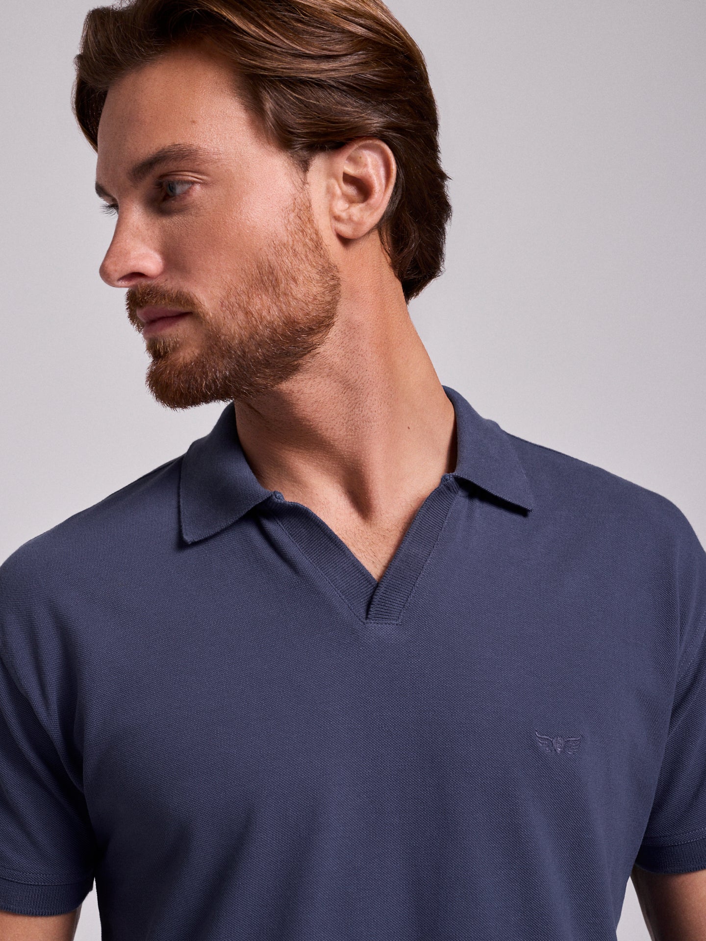 Polo Algodão Azul Manga Curta Regular Fit Mr. Blue