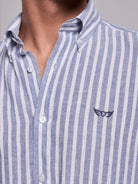 Camisa Linho Azul Manga Comprida Regular Fit Mr. Blue