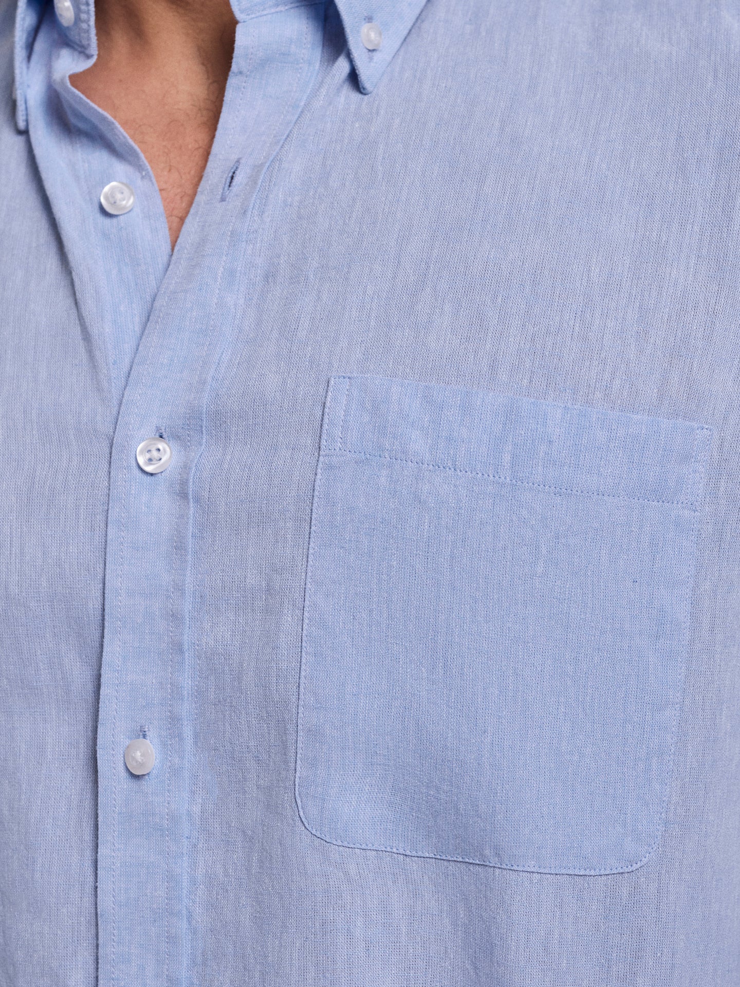 Camisa Linho Azul Manga Comprida Regular Fit Mr. Blue