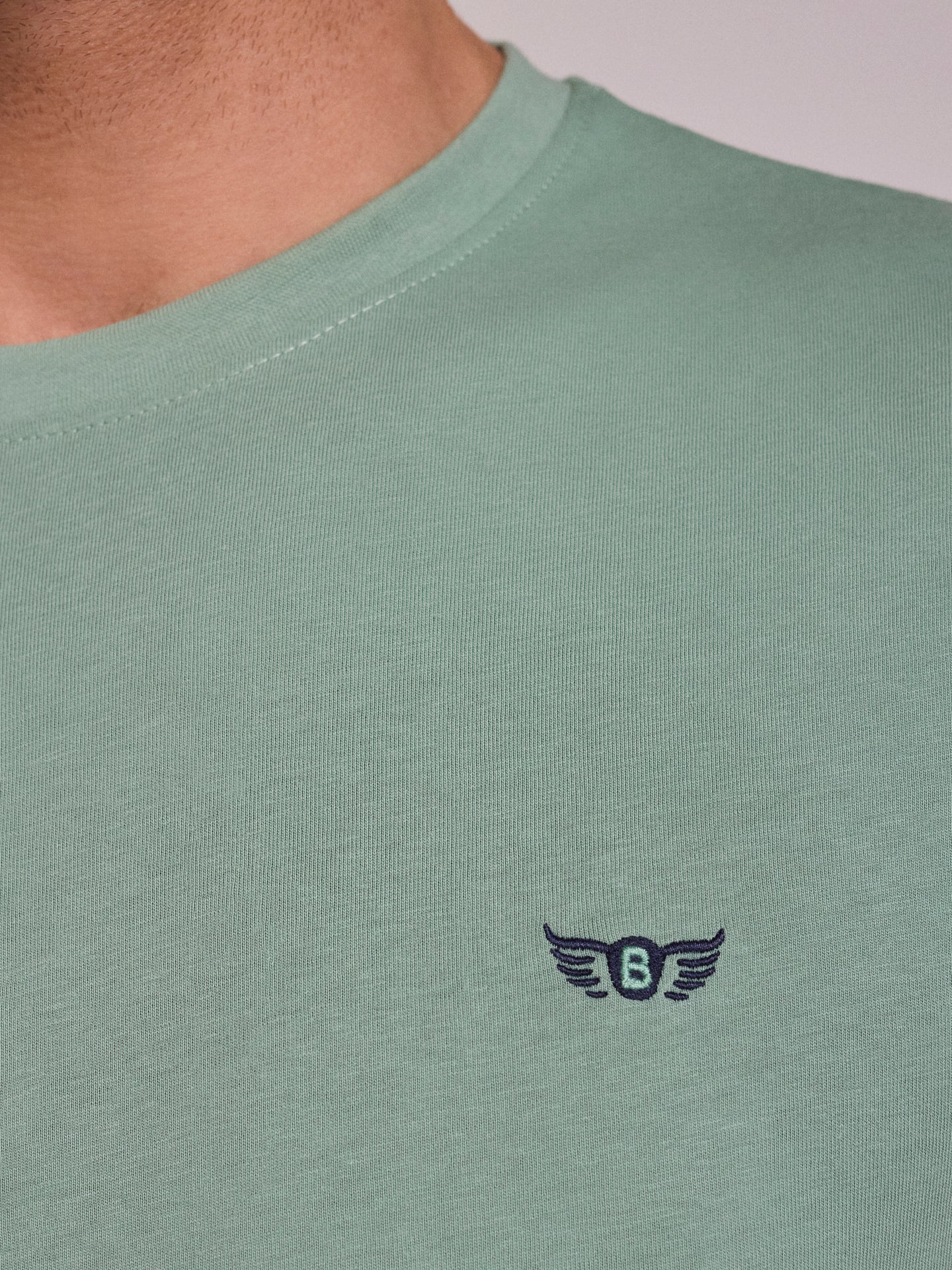 GREEN COTTON T-SHIRT SHORT SLEEVE REGULAR FIT MR. BLUE